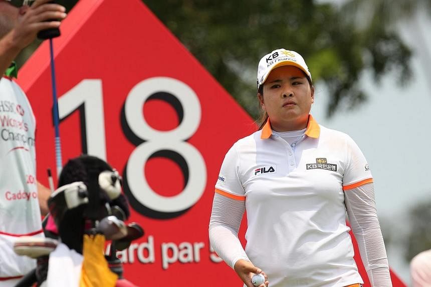 South Korea’s Park In Bee preparing to tee off on the final hole during the third round of the HSBC Women's Champions at Sentosa Golf Club on 1 March 2014.&nbsp;Park In-Bee and Ryu So-Yeon each birdied a sudden-death playoff hole Saturday to lift S