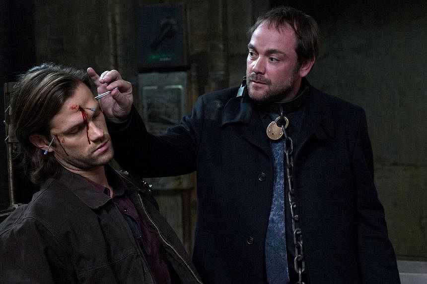 Supernatural fans look forward to second-guessing every move made by Mark Sheppard (right) as the demon Crowley, with Jared Padalecki (left) as Sam Winchester. -- PHOTO: AXN