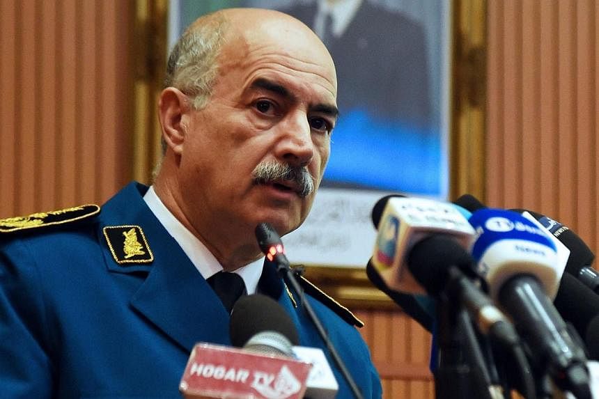 Algeria's Chief of Police and head of national security Abdelkader Kara Bouhadba speaks during a press conference in the capital Algiers on July 31, 2014, in which he announced that none of the bodies have been identified from the Air Algerie plane t