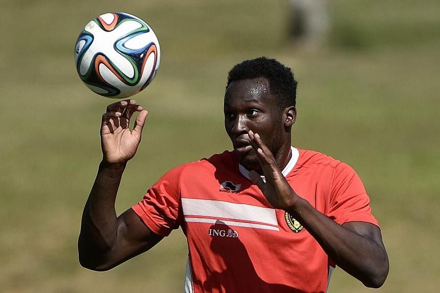 Belgium's forward Romelu Lukaku attends a training session during the 2014 FIFA World Cup in Mogi das Cruzes on July 3, 2014.&nbsp;Everton broke their club transfer record on Wednesday when they paid 28 million pounds (S$59 million) to sign Belgium s