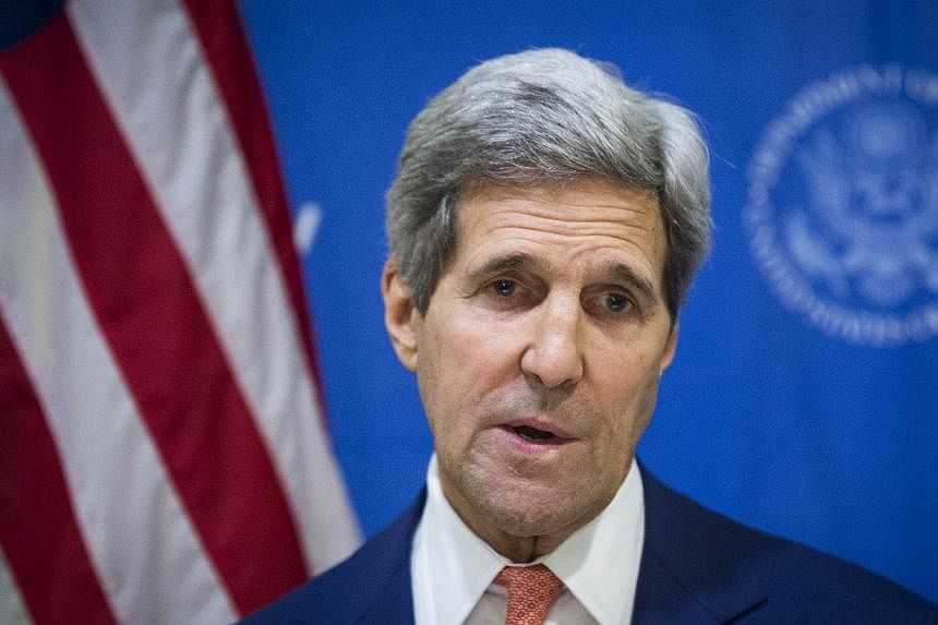 US Secretary of State John Kerry announces a 72 hour humanitarian cease fire to start on Friday between Israel and Hamas while in New Delhi on August 1, 2014. -- PHOTO: AFP
