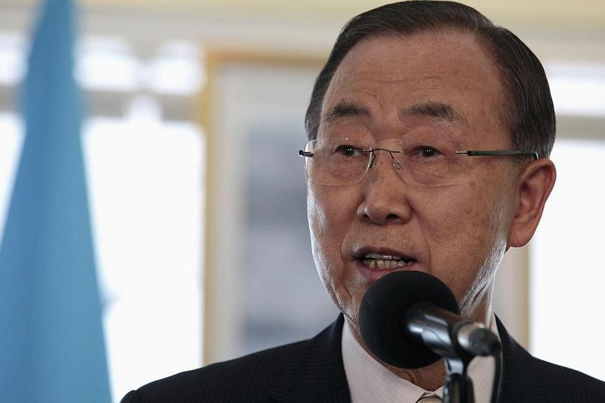 United Nations Secretary General Ban Ki Moon addresses the media on a visit to Nicaragua on July 29. He demanded on Friday that an Israeli soldier captured in Gaza be released immediately and condemned the reported ceasefire violation by Hamas.-- PHO