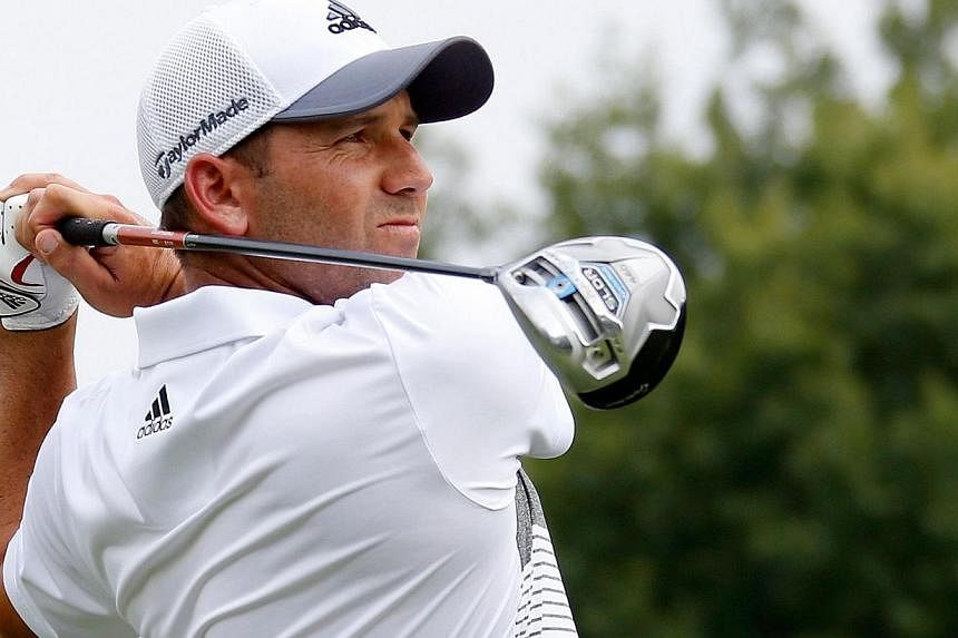 Sergio Garcia at the World Golf Championships-Bridgestone Invitational at Firestone Country Club South Course on August 1, 2014 in Akron, Ohio. Garcia surged to the top of the leaderboard with a sensational nine-under par 61 on Friday that included e