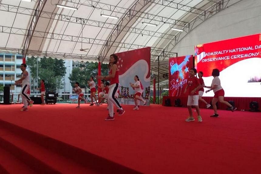Admiralty Zumba participants leading warm-up. -- PHOTO: PEOPLE'S ASSOCIATION