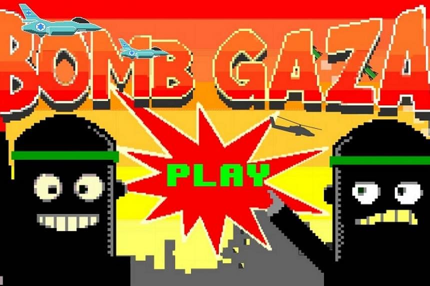 The Bomb Gaza game developed by PlayFTW has been pulled from Google's app store, but is still available as an app on Facebook. It simulates the ongoing conflict between Israel and the Islamist group Hamas. -- PHOTO: SCREENGRAB FROM FACEBOOK