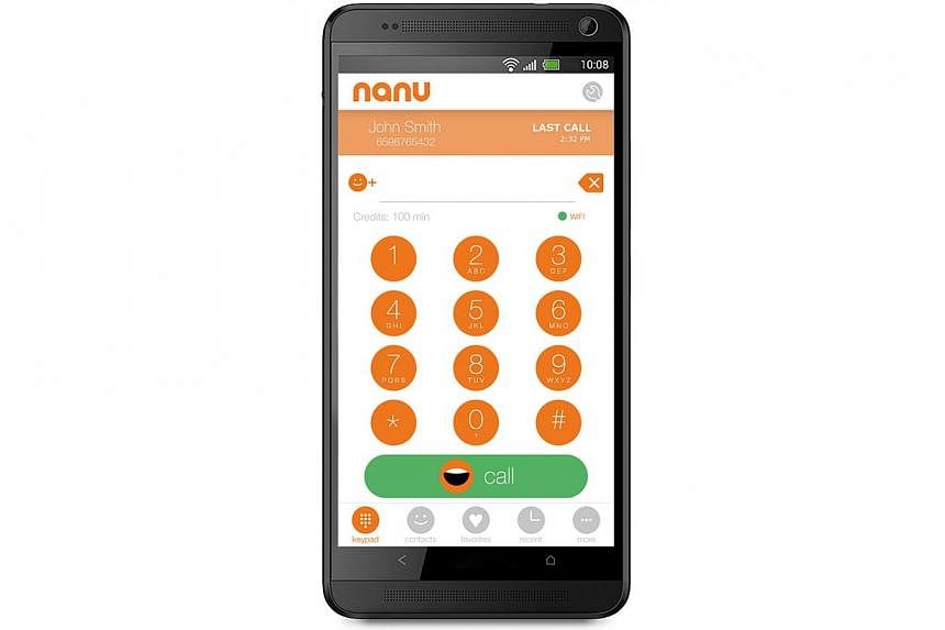 A local start-up has debuted a mobile app that provides free Internet calls to landlines and mobile phones. All calls made using the app, which is called Nanu, will be free - including calls to non-Nanu users. -- PHOTO: NANU
