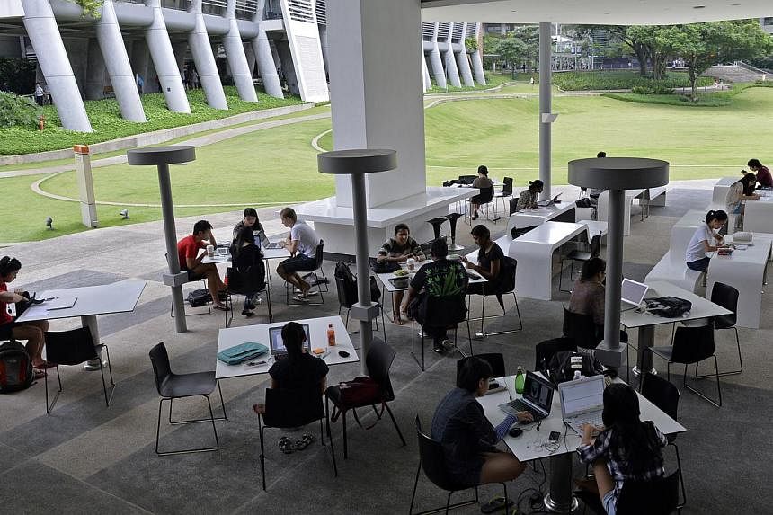 Students studying at the National University of Singapore's (NUS) University Town.&nbsp;Ten dengue cases have been reported in the UTown, home to some 1,800 students, making it a high-risk dengue cluster according to latest National Environment Agenc