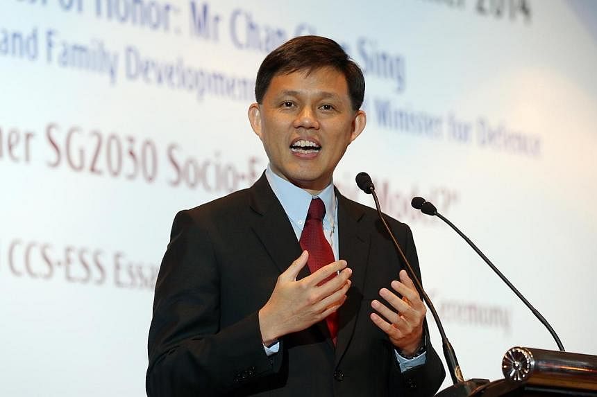 Mr Chan Chun Sing, Minister for Social and Family Development and Second Minister for Defence, speaks at the Economic Society of Singapore Annual Dinner 2014 on Thursday, Aug 7.&nbsp;As Singapore looks ahead to 2030 and beyond, key principles behind 