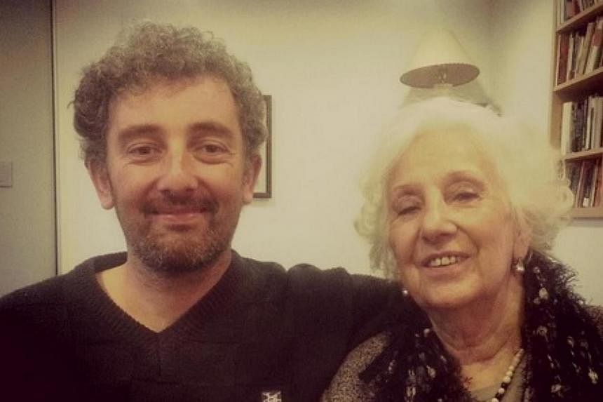 Picture of Argentine jazz musician Ignacio Hurban with his grandmother Estela Carlotto, which he tweeted on Friday.&nbsp;-- PHOTO: TWITTER