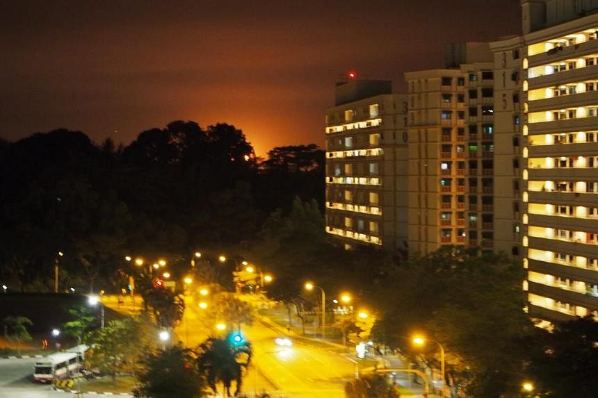 The red glow seen over the sky from Sembawang on Wednesday night.