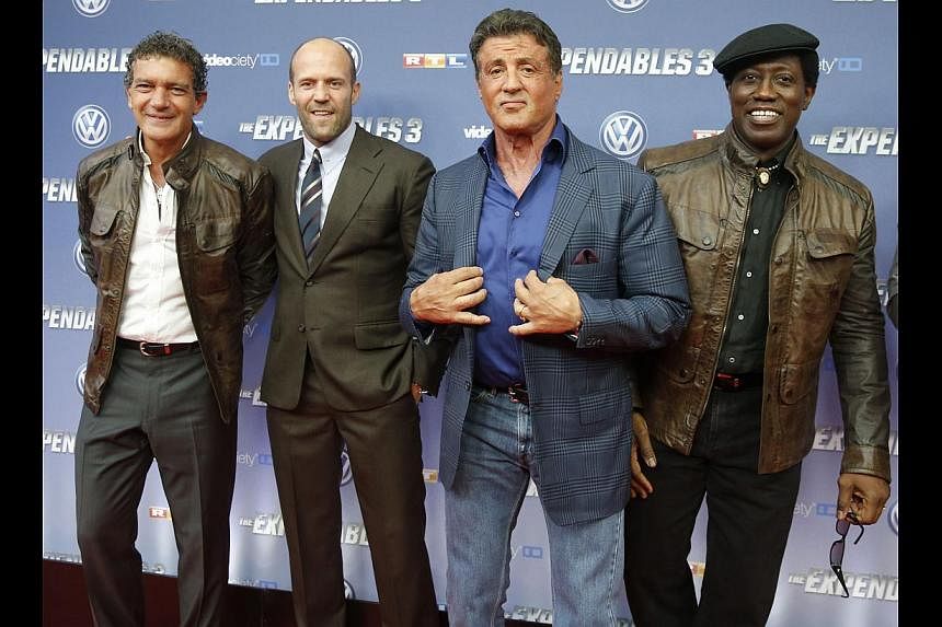 The third instalment of The Expendables stars (from right) Antonio Banderas, Jason Statham, Sylvester Stallone and Wesley Snipes.