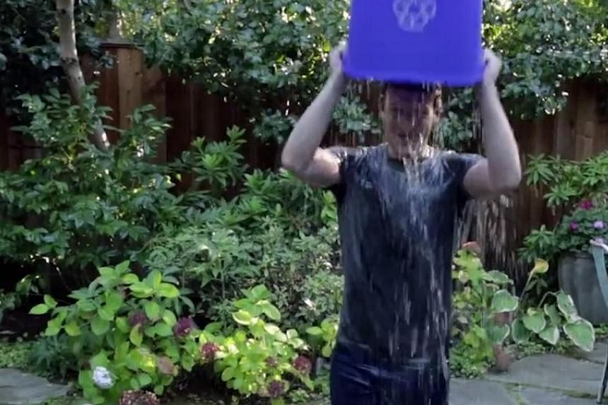 A still from the video posted by&nbsp;Facebook founder Mark Zuckerberg on his Facebook page of him taking part in the fund-raising&nbsp;Ice Bucket Challenge, which has become a viral craze in the United States in recent weeks. In the video, Zuckerber
