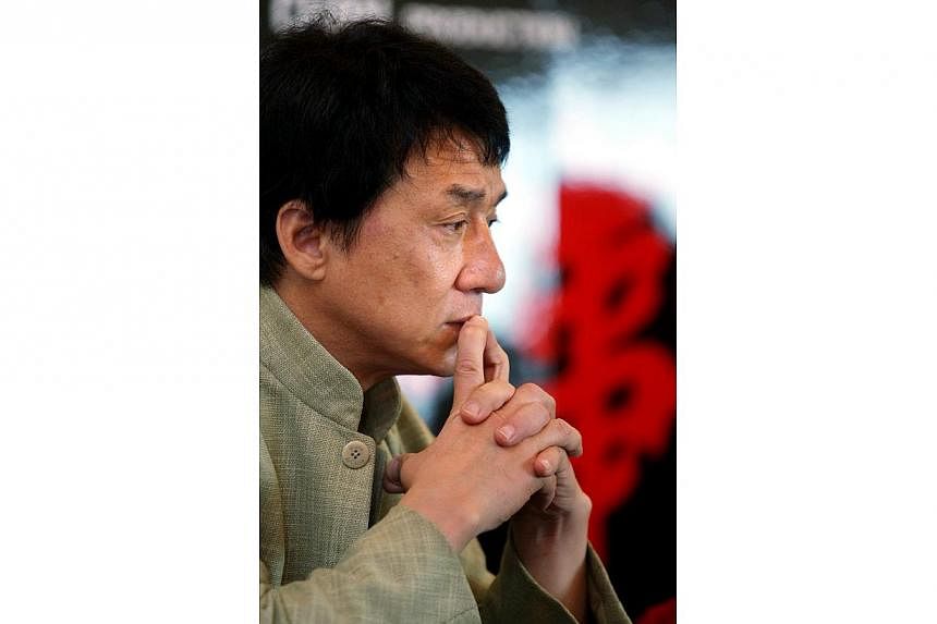 Jackie Chan at a Singapore press conference in 2009. Chan has apologised to the public for his son Jaycee's drug arrest, in a message that was posted on Weibo two days after the arrest was confirmed. -- PHOTO: THE NEW PAPER FILE
