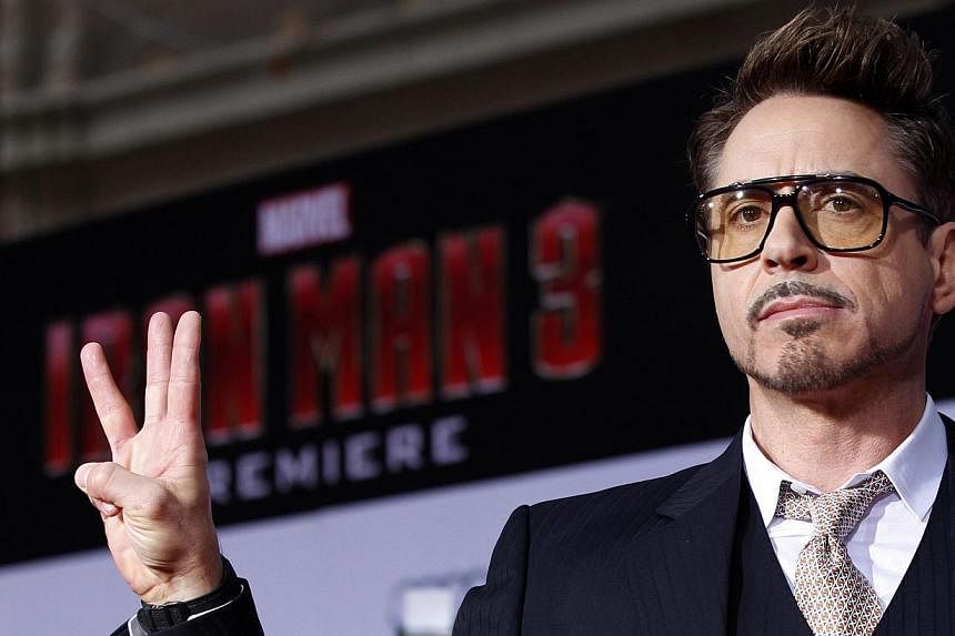 Cast member Robert Downey Jr poses at the premiere of Iron Man 3 in Hollywood, California in this April 24, 2013, file photo. Downey&nbsp;will be on hand at the Toronto film festival for the showing of David Dobkin's The Judge, which will be among th