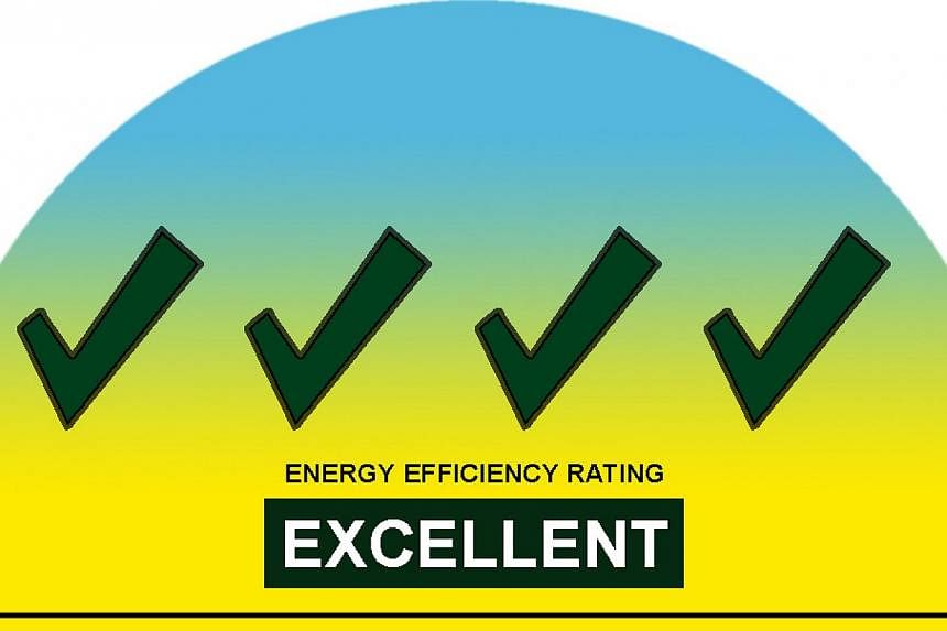 The current energy label from the National Environment Agency. Buying energy-efficient home appliances will become easier from September. -- PHOTO: NEA