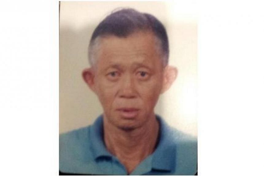 Police have appealed for information on the whereabouts of a 74-year-old man last seen in Sembawang on Thursday, Aug 22, 2014. -- PHOTO: SINGAPORE POLICE FORCE