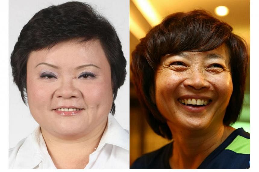 Sembawang GRC MP Ellen Lee (left) was unveiled as outgoing Singapore Table Tennis Association president Lee Bee Wah's choice of successor on Monday afternoon. -- PHOTO: PAP / THE NEW PAPER FILE