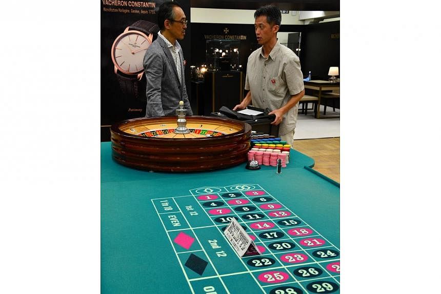 A roulette table being displayed at a Tokyo department store in August 2014. -- PHOTO: AFP