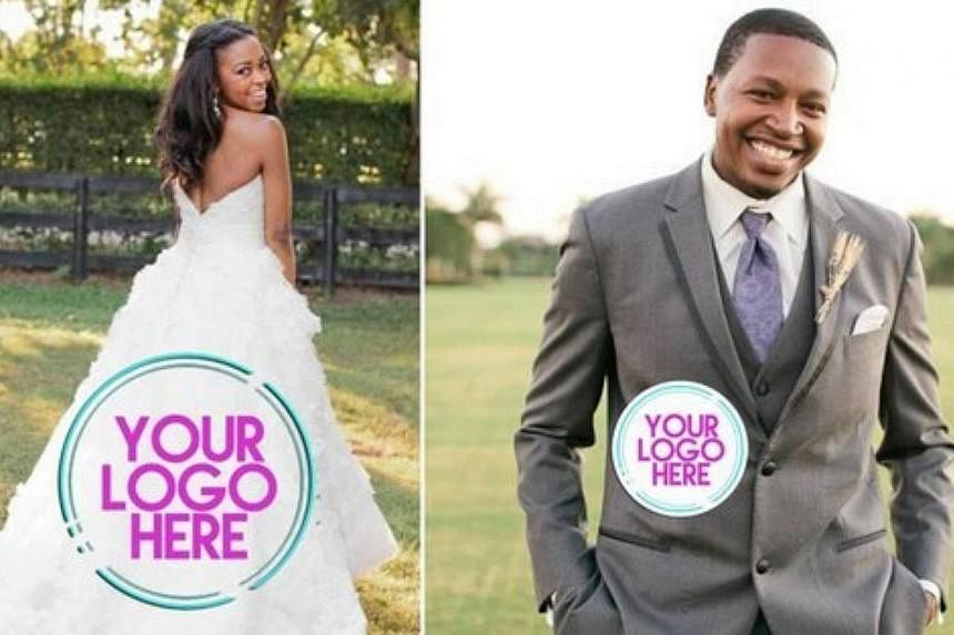 The couple plan to don logos on their wedding dress and tuxedo, as well as every T-shirt they wear during their 11-day honeymoon in Thailand. -- PHOTO: SPONSOROURWEDDING.COM