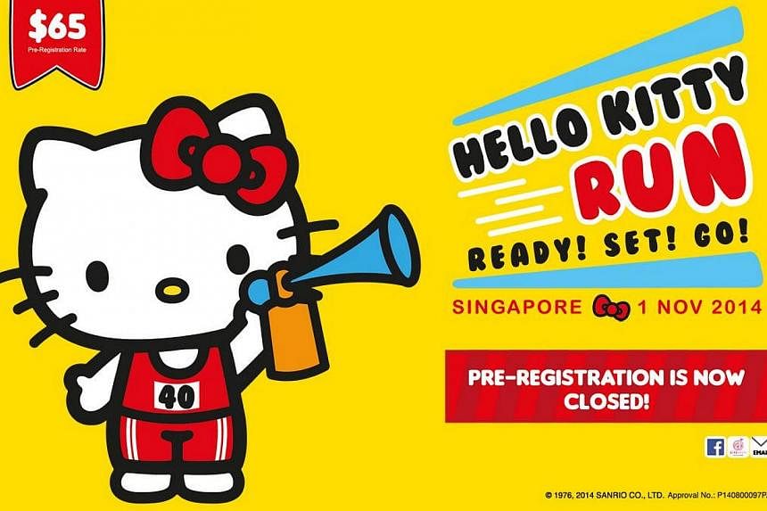 The Hello Kitty Run Singapore website announcing that pre-registration for the Nov 1 race is now closed, after reports that all 15,000 spots were snapped up in 24 hours. -- PHOTO: HELLO KITTY RUN SINGAPORE WEBSITE&nbsp;