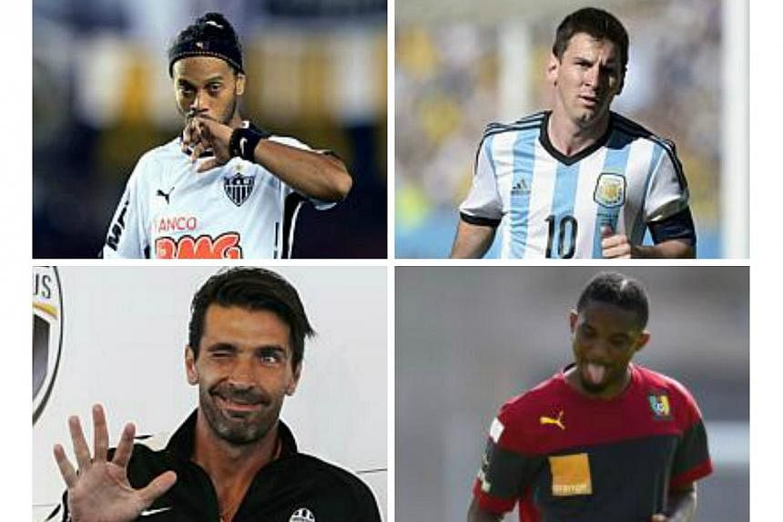 Players taking part in the Pope's &nbsp;"peace match" on Monday include (clockwise from top left) Ronaldinho, Lionel Messi, Samuel Eto and Gianluigi&nbsp;Buffon. -- PHOTOS: AFP, REUTERS