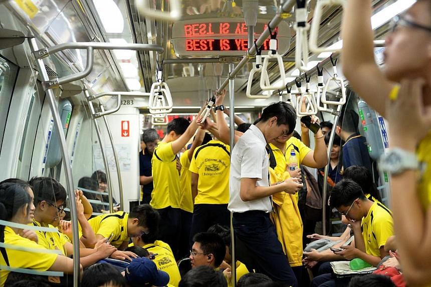 Anglo Chinese School (Independent) students on board one of the five chartered MRT trains.&nbsp;The Land Transport Authority (LTA) said on Tuesday that it will take "appropriate action" against transport operator SMRT for not seeking prior approval f