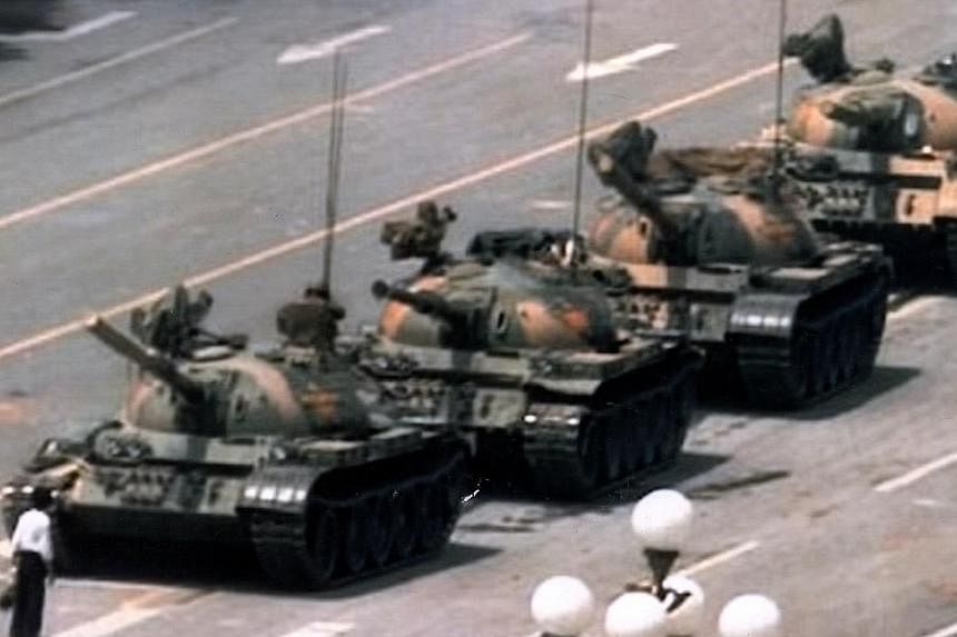 One of the iconic images of the Tiananmen Square crackdown, which shows “tank man”, a young bag-carrying student who stopped a column of tanks heading towards the square in June 1989.&nbsp;The Chinese police said on Thursday, Aug 28, 2014, that t