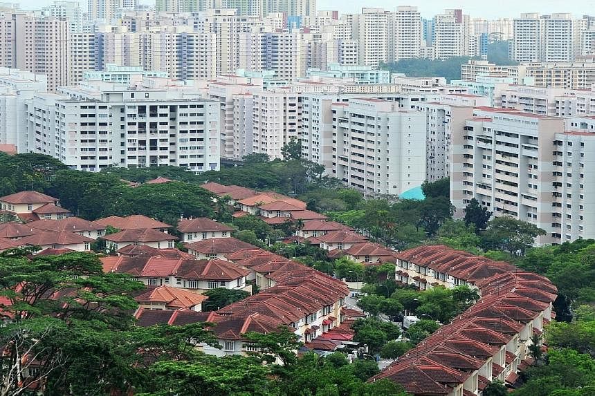 The pace of price falls in private resale homes in Singapore eased last month, as units outside the central areas rose in price, according to the latest data released on Thursday. -- PHOTO: ST FILE