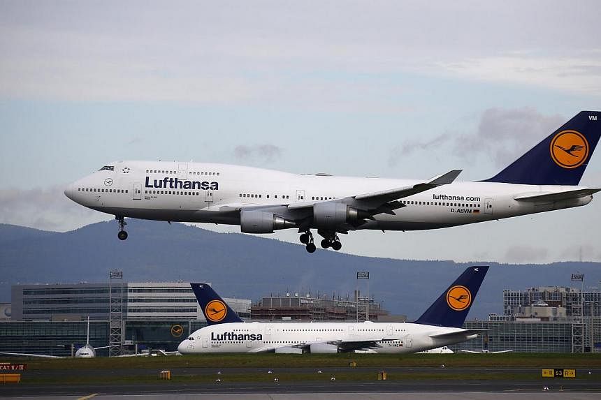 Airplanes of German air carrier Lufthansa are pictured at the Fraport airport in Frankfurt, on Aug 29, 2014.&nbsp;Pilots at Lufthansa's budget carrier Germanwings staged a six-hour strike on Friday, disrupting travel plans of thousands of people retu