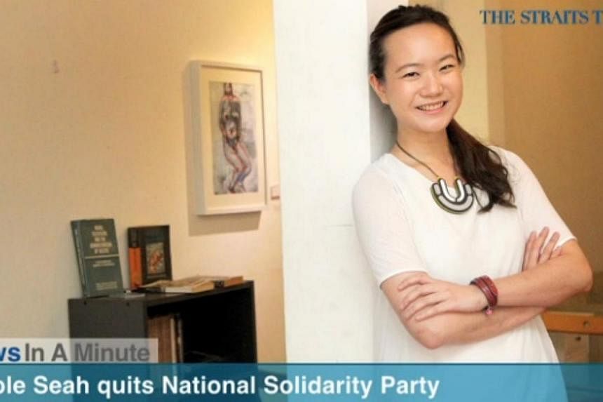 In today's The Straits Times News In A Minute video, we look at Nicole Seah, the youngest candidate to contest in the 2011 General Election, resigning from the National Solidarity Party.&nbsp;-- PHOTO: SCREENGRAB FROM VIDEO