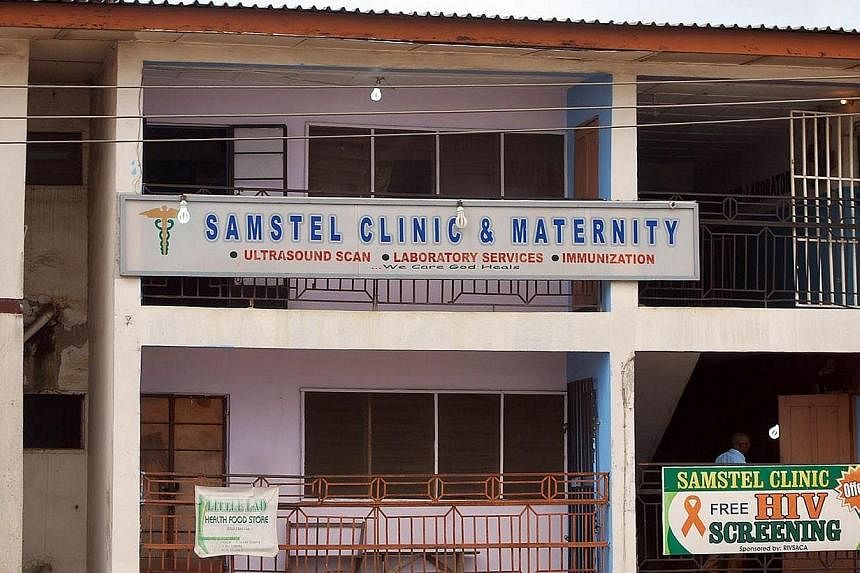 The front view of Samstel Clinic &amp; Maternity owned by the late Dr Ike Enemuo, who contracted the Ebola virus after treating an official from the ECOWAS regional bloc at Rumokoro in Port Harcout, Rivers State on Aug 29, 2014.&nbsp;The widow of Dr 