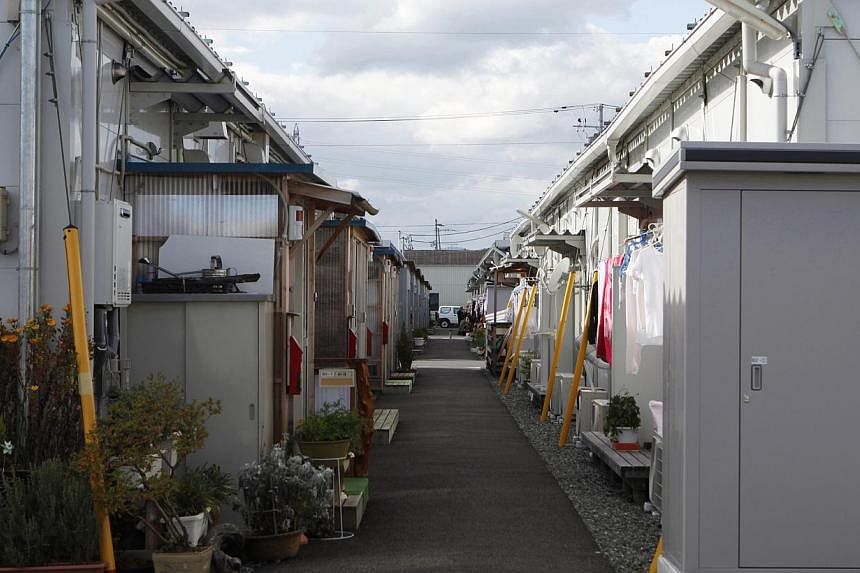 A view shows the Izumitamatsuyu temporary housing estate, where 200 former Tomioka town residents have evacuated to, in Iwaki, Fukushima prefecture. -- PHOTO: REUTERS