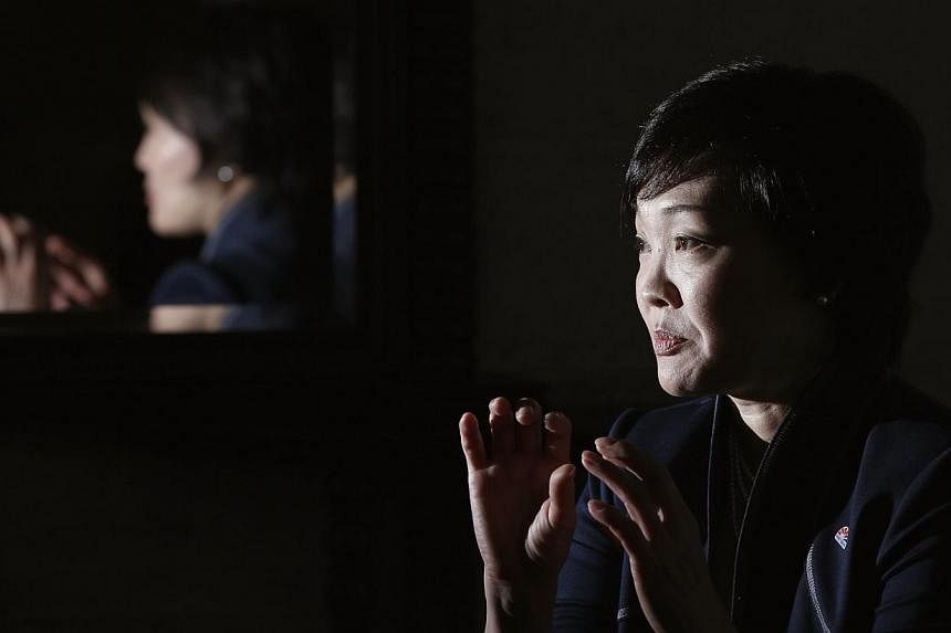 Akie Abe, wife of Japan's Prime Minister Shinzo Abe, speaks during an interview with Reuters at the prime minister's official residence in Tokyo on Sept 4, 2014. -- PHOTO: REUTERS