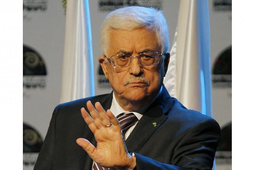 A file picture taken on June 19, 2014 in the West Bank city of Ramallah shows Palestinian president Mahmud Abbas giving a statement. -- PHOTO: AFP