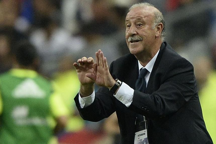 Spanish coach Vicente del Bosque gestures during the friendly football match France vs Spain, on Sept 4, 2014, at the Stade de France in Saint-Denis, north of Paris. Del Bosque must cope with the absence of first-choice striker Diego Costa and try to