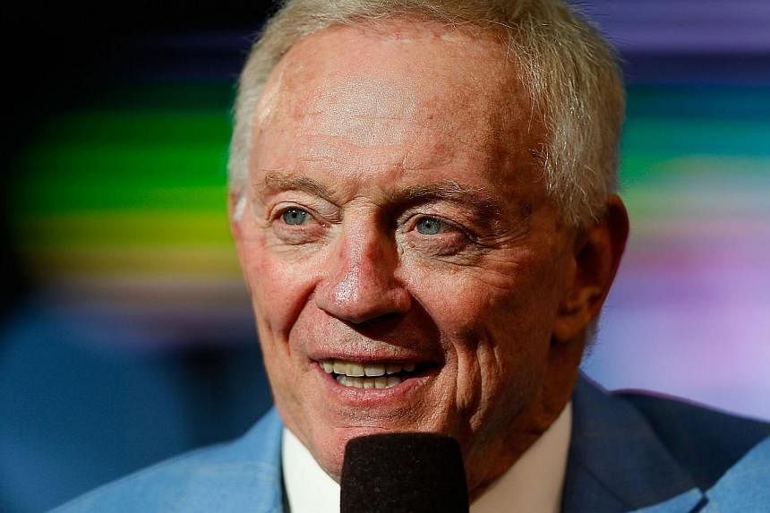 Owner Jerry Jones of the Dallas Cowboys is on the field before the start of the game against the Denver Broncos at AT&amp;T Stadium on Aug 28, 2014 in Arlington, Texas.&nbsp;-- PHOTO: AFP