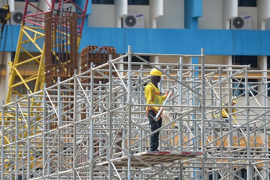 Workplace injuries and fatalities were on the rise in the first half of the year, according to a report released by the Workplace Safety and Health (WSH) Institute on Wednesday.&nbsp;Most were in the construction sector. -- ST PHOTO:&nbsp;JAMIE KOH
