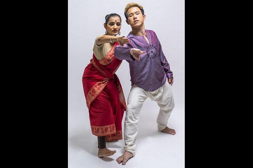 Dancers Raka Maitra and Jereh Leong (both left) worked with dancer- choreographer Ole Khamchanla to bring together the movement portions of Gitanjali (I Feel The Earth Move).