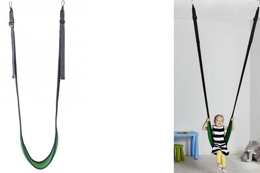 Swedish homeware store Ikea is recalling its Gunggung brand children's swings after two cases of children injuring themselves were reported overseas. -- PHOTO: IKEA