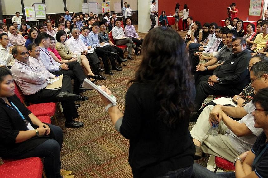 Participants at an Our Singapore Conversation session on education last year. Through the national dialogue, the Government has created a greater sense of autonomy and feelings of being respected in the people.
