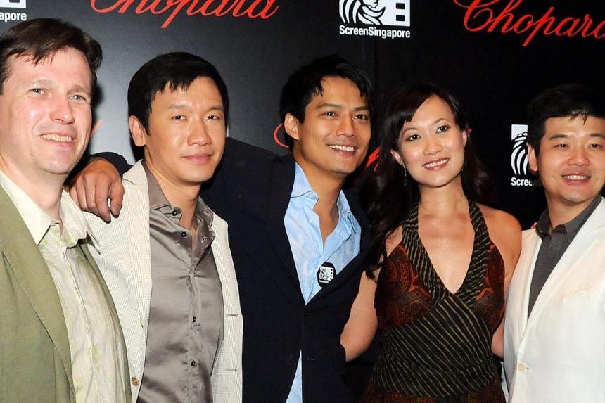 Andrew Ooi (far right) with (from left) Echelon Talent partner Joel Morrish, actors Chin Han and Archie Kao, and co-creative partner Sukee Chew. -- PHOTO: ECHELON TALENT MANAGEMENT