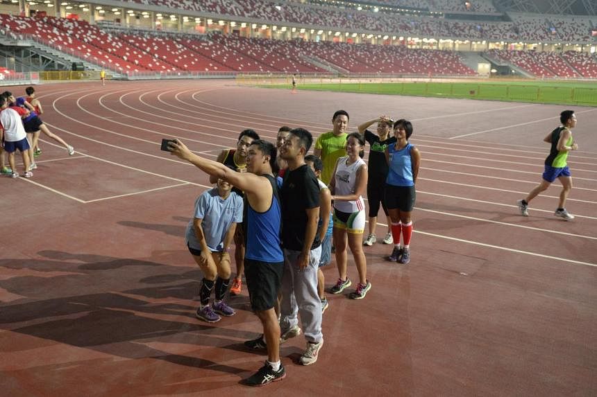 The National Stadium track was made available to runners yesterday. It will be open daily until Sunday. The Sports Hub also has a contest offering free tickets for events at its venues to those who take a selfie and post it on the Hub's Facebook page