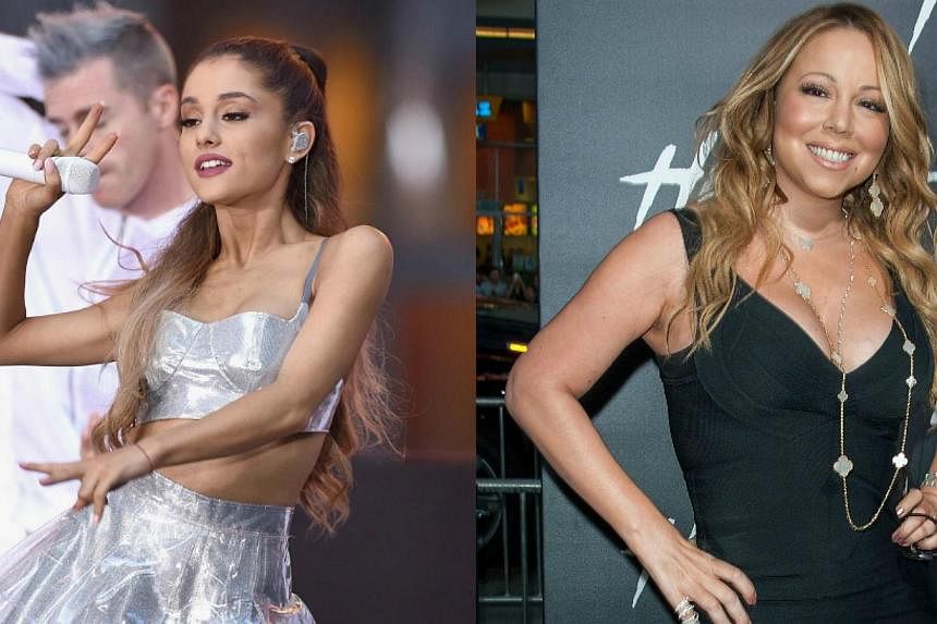 When Ariana Grande (left) dropped off her debut single The Way, the Mariah Carey comparisons started almost immediately, with music critics dubbing her a “mini Mariah”. -- PHOTOS: AFP