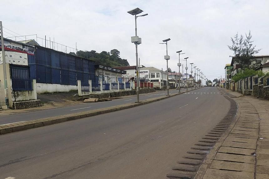 An empty street is seen at the start of a three-day national lockdown aimed at beating Ebola in Freetown on September 19, 2014.&nbsp;Sierra Leone began the second day of a 72-hour nationwide shutdown aimed at containing the spread of the deadly Ebola