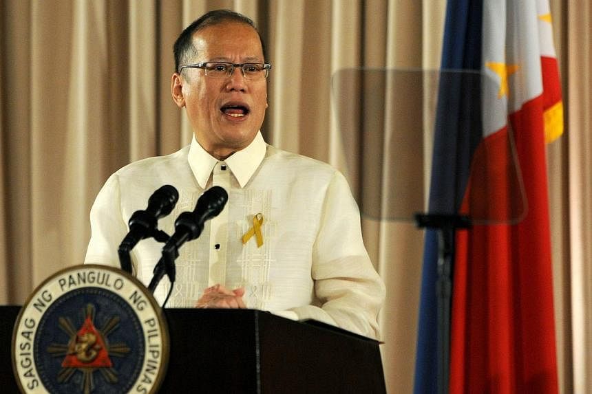 Philippine President Benigno Aquino speaks during ceremonies for the turnover of the Draft of the Bangsamoro Basic Law at alacanang Palace in Manila on Sept 10, 2014. Mr Aquino on Wednesday criticised the United Nations for refusing to better arm Fil