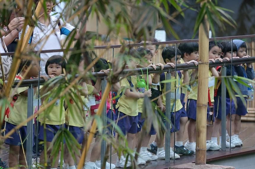Children visiting the River Safari. A new campaign which aims to urge parents and educators to rethink the priorities of childhood was launched on Thursday. -- ST PHOTO: ONG WEE JIN&nbsp;
