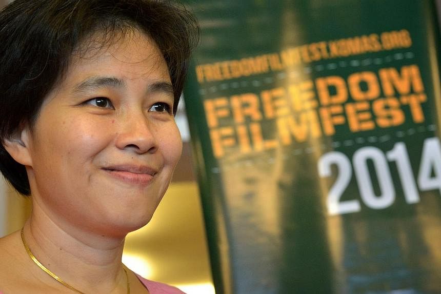 Director Tan Pin Pin at the screening of her film "To Singapore With Love", at the Freedom Film Fest in Johor Baru on Sept 19, 2014. -- ST PHOTO: KUA CHEE SIONG