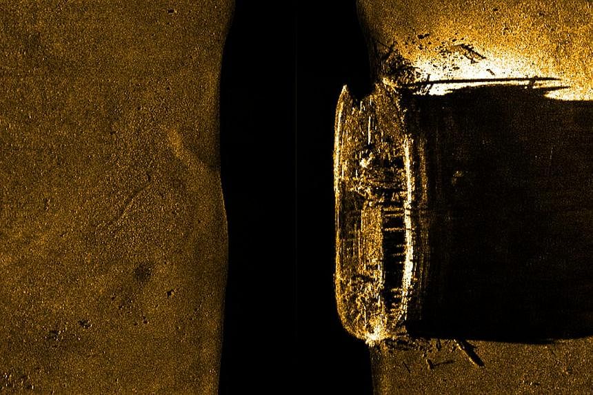 This image provided on Sept 10, 2014 by Parks Canada, shows a sonar view of one of two ill-fated ships lost more than 160-years-ago when Sir John Franklin led an expedition to chart the Northwest Passage in the Canadian Arctic. -- PHOTO: AFP
