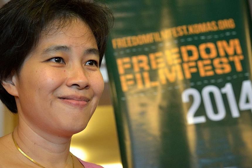 Director Tan Pin Pin at the screening of her film To Singapore With Love, at the Freedom Film Fest in Johor Baru on Sept 19, 2014.&nbsp;Allowing the public screening of a film that gives false, "one-sided portrayals" of political exiles - some of who