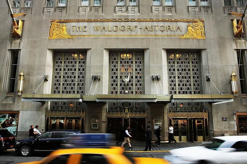Landmark New York hotel The Waldorf Astoria on Oct 6, 2014, in New York City. -- PHOTO: AFP